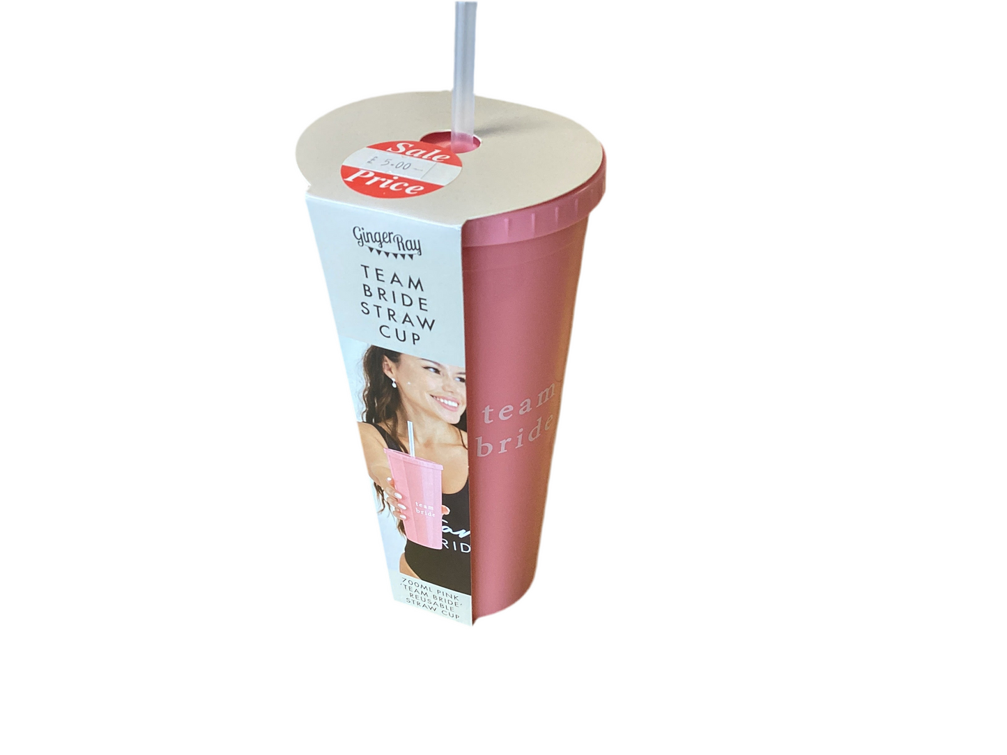 700ml Pink ‘Team Bride’ Reusable Straw Cup
