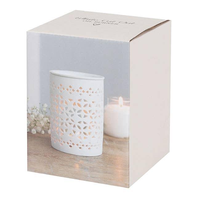 White Matte Cut Out Oil Burner and Wax Warmer