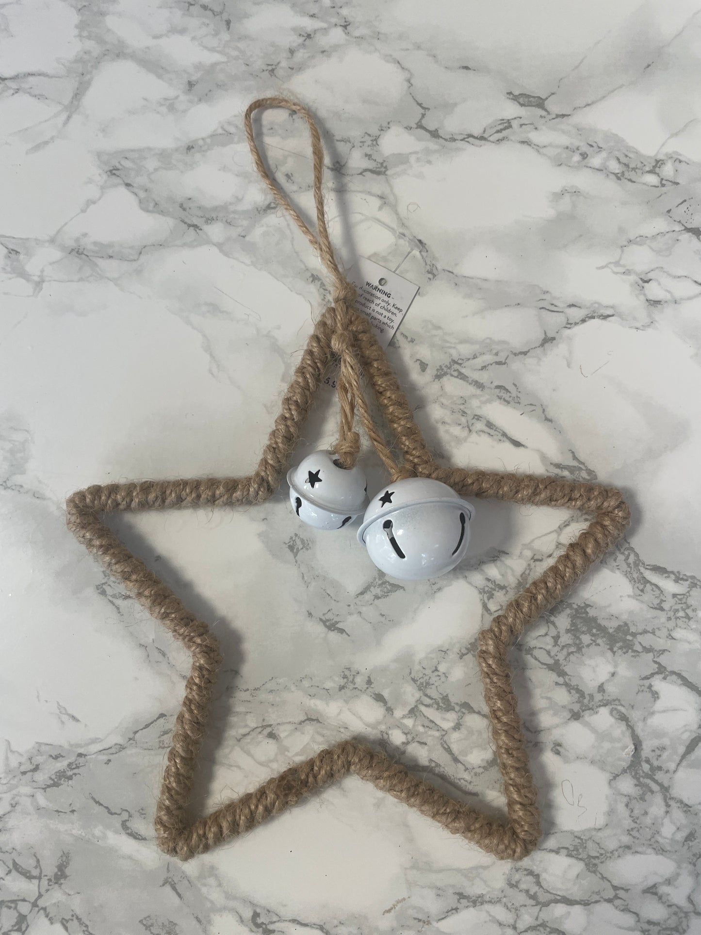 Woven hanging star with bells