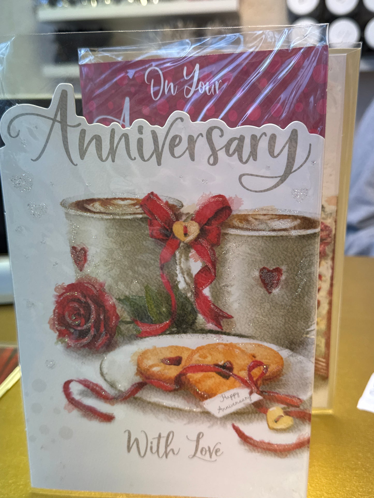 Red bow On your anniversary card
