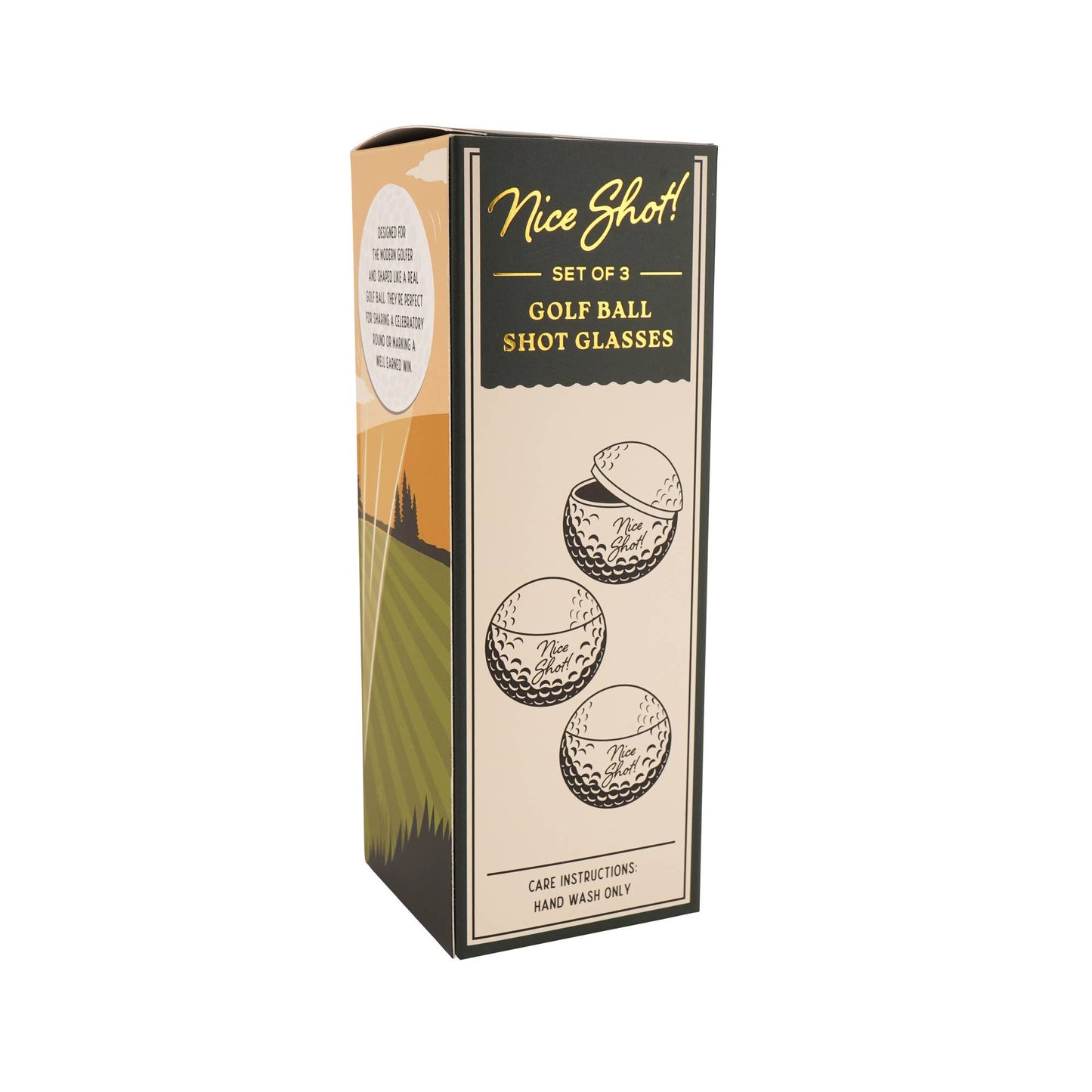 Golf Ball Shot Glasses 'Nice Shot' Set Of 3 In Gift Box