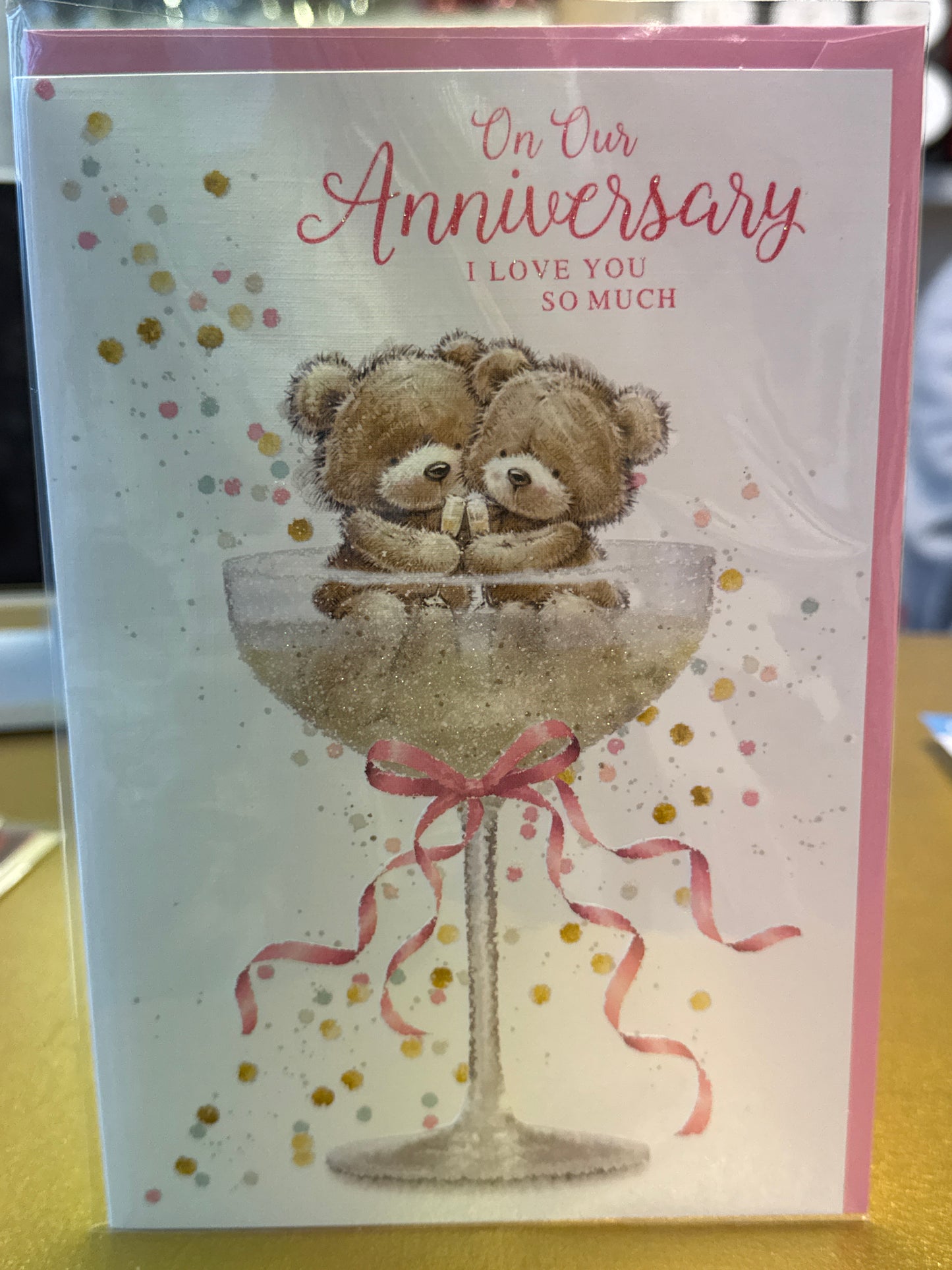 Teddy champagne Our anniversary card