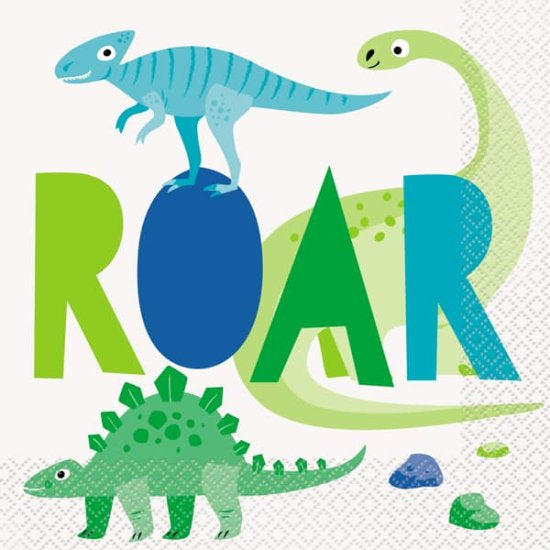 Blue & green dinosaur lunch napkins