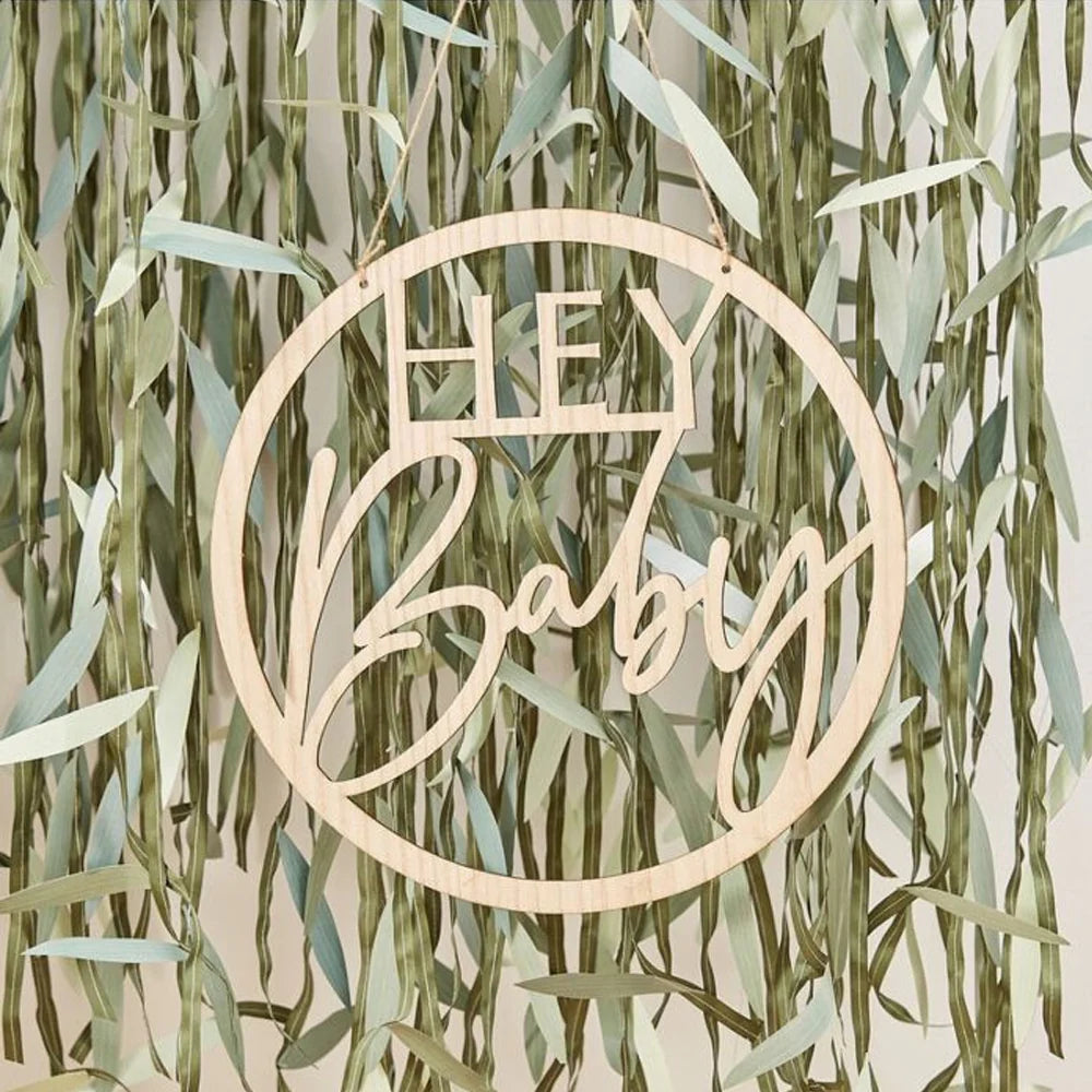 Hey baby wooden hoop sign