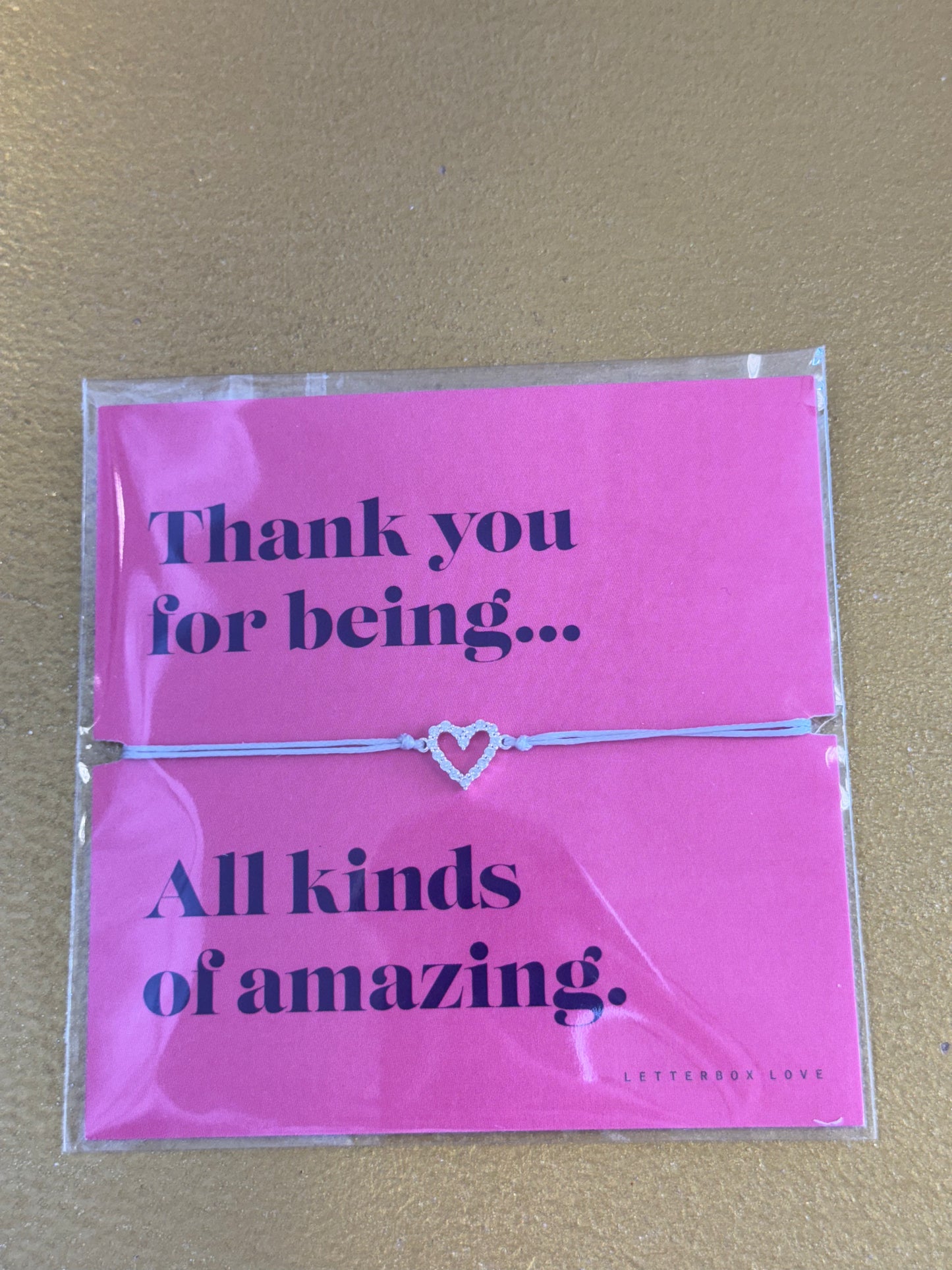 Thank you for being amazing heart bracelet