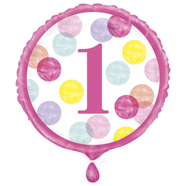 Age 1 pink foil balloon