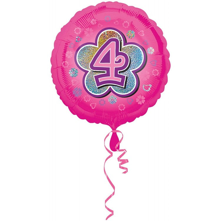 Age 4 pink foil balloon