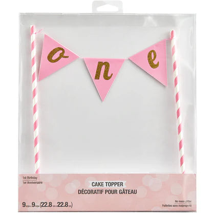 Cake topper (one) pink 22.8cm x 22.8cm