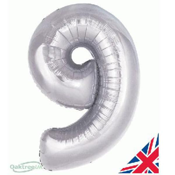 Silver XL number helium balloons
