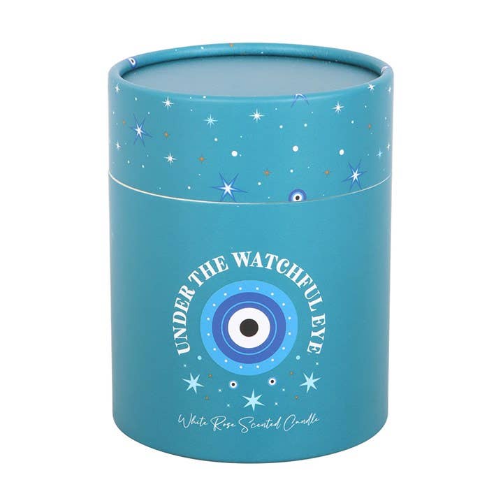 Under Watchful Eyes Candle White Rose with Crystals