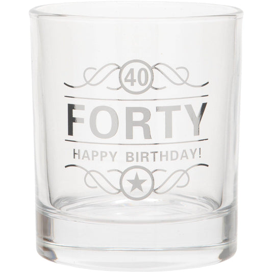 40th Birthday Spirit Glass, 350ml, Gift Boxed