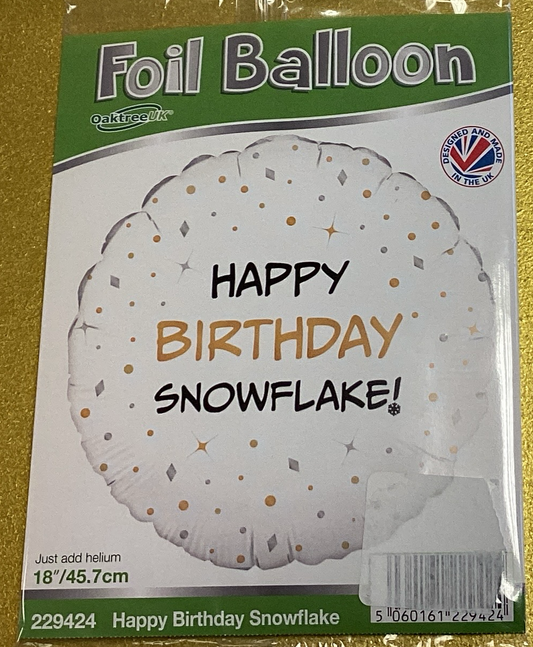 ‘Happy birthday snowflake’ foil balloon