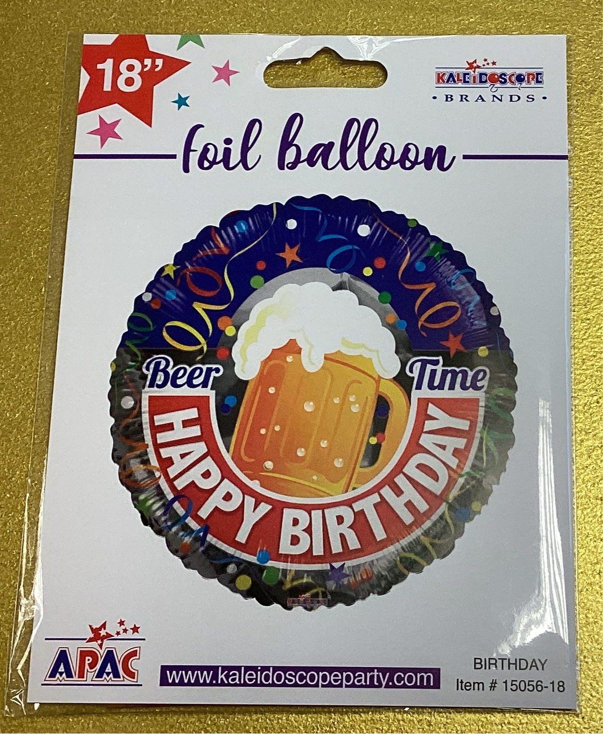 ‘Beer time’ happy birthday foil balloon