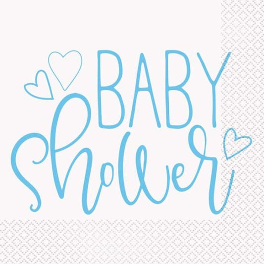 Blue hearts baby shower lunch napkins