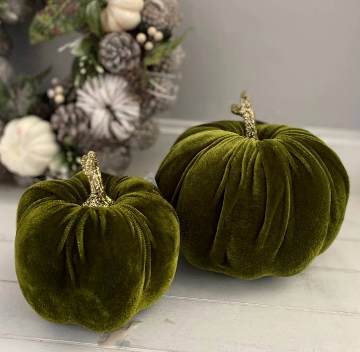 PU0348 - Small Fabric Pumpkin Decoration 11cm Green