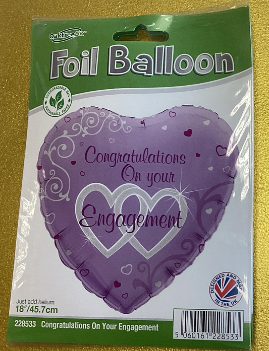 ‘Congratulations on your engagement’ foil balloon