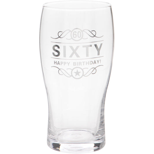 60th Birthday Beer Pint Glass, 570ml, Gift Boxed