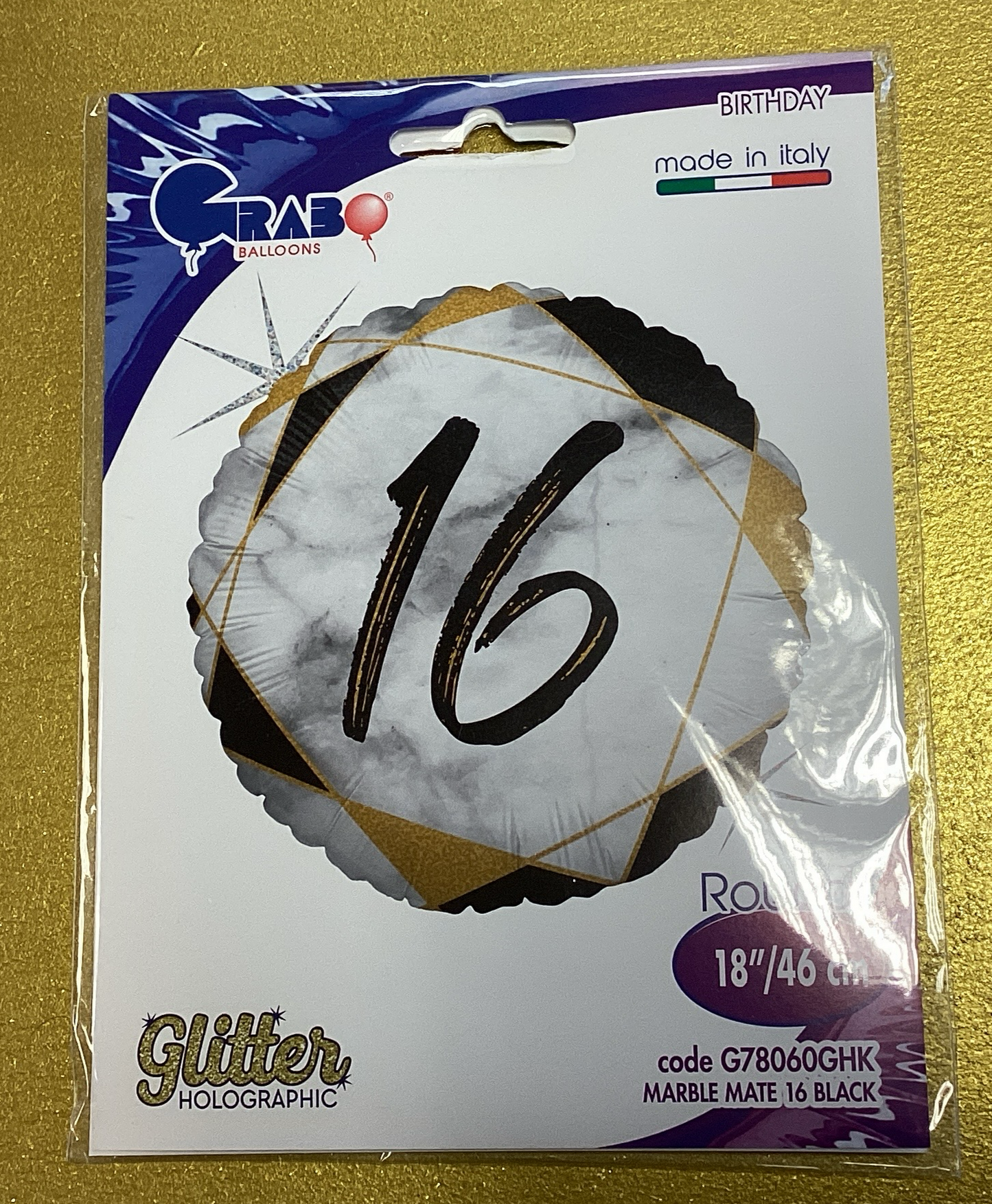 Number 16 foil balloon