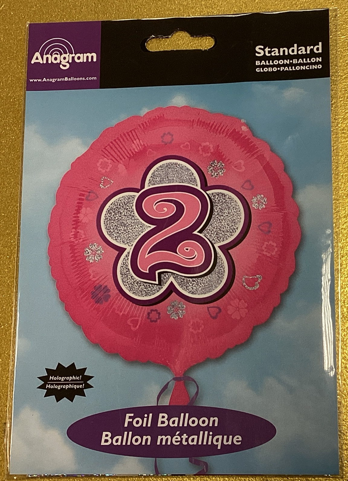 Number 2 pink foil balloon