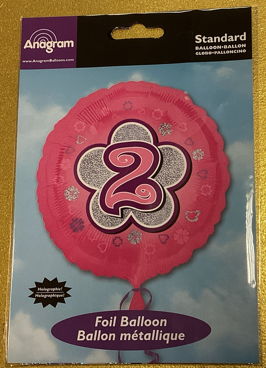 Number 2 pink foil balloon