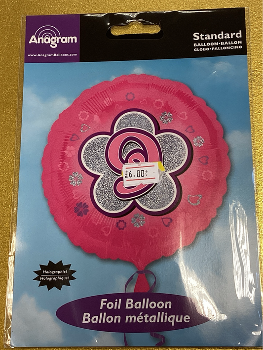 Number 9 pink foil balloon