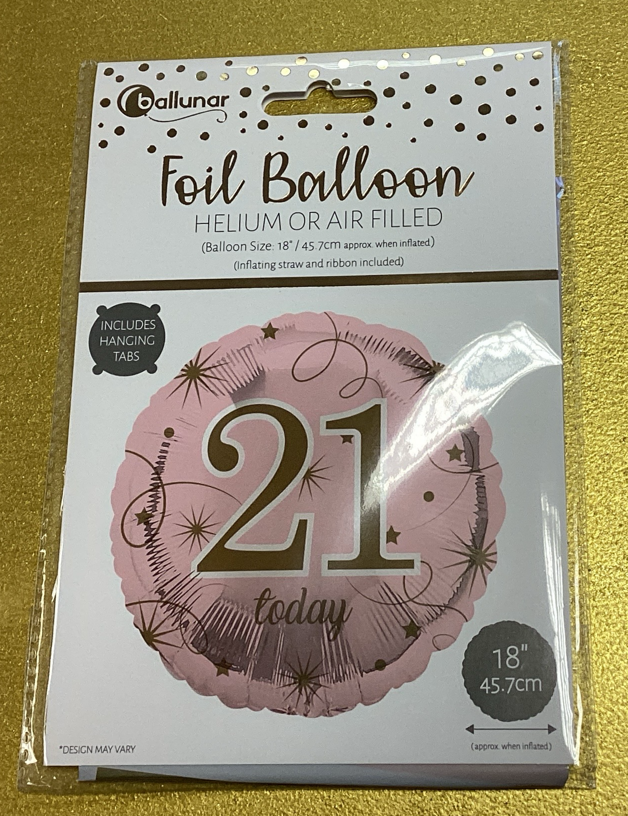 ‘21 today’ foil balloon