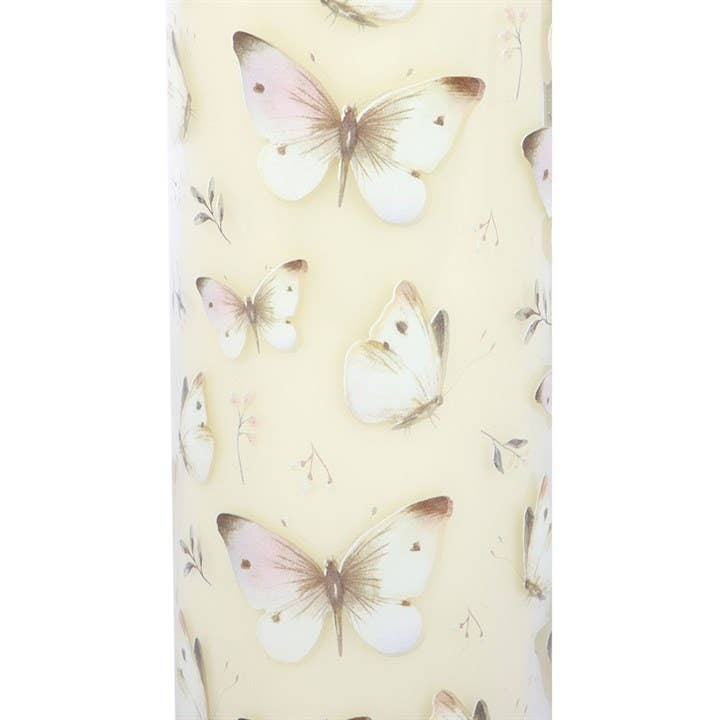 Vanilla Tube Candle White Butterfly Print
