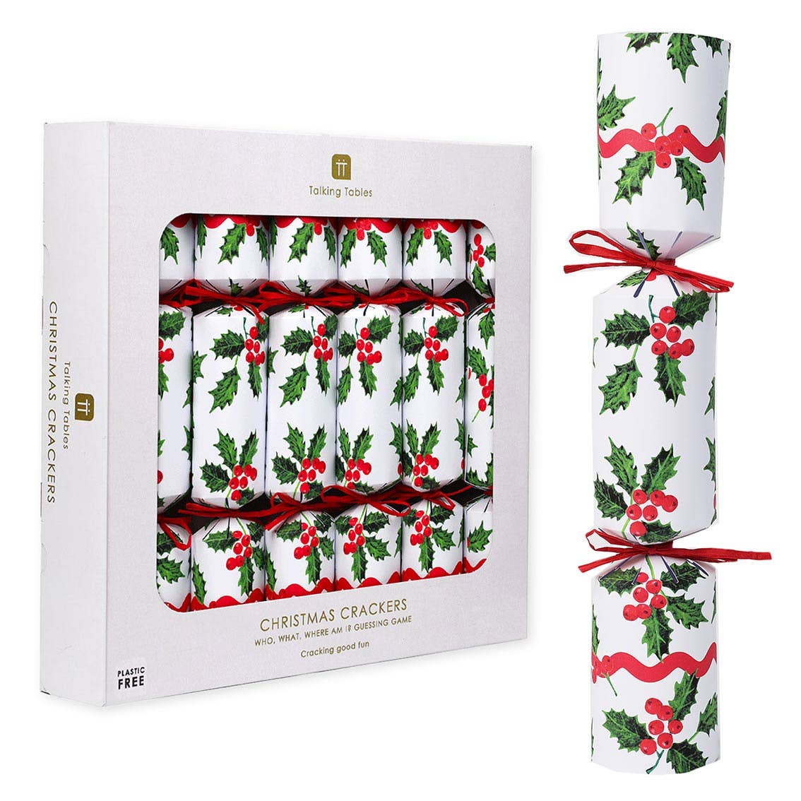 Holly White Christmas Crackers | 6 Pack | Christmas Table |