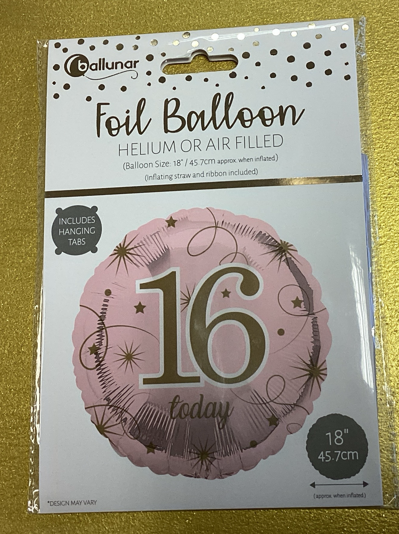 ‘16 today’ foil balloon