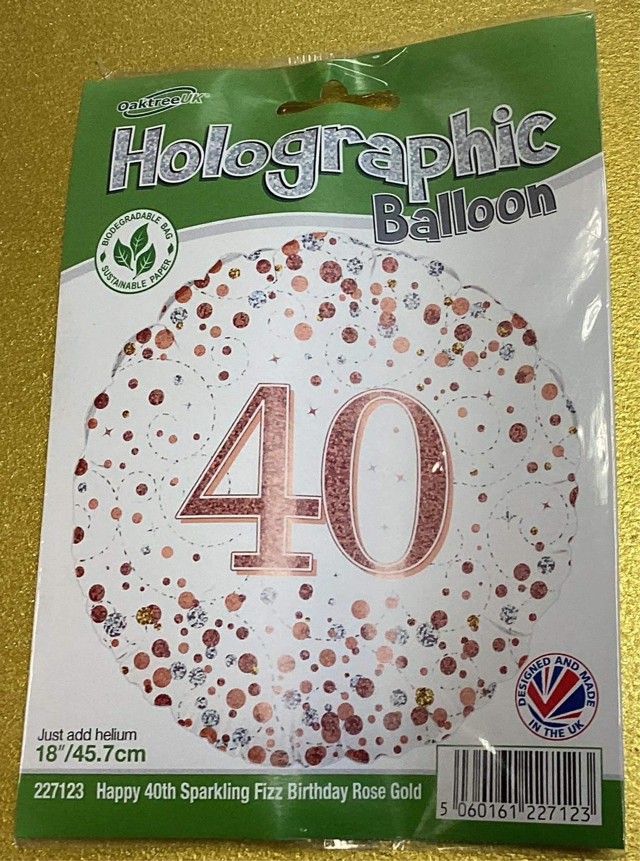 Number 40 foil balloon