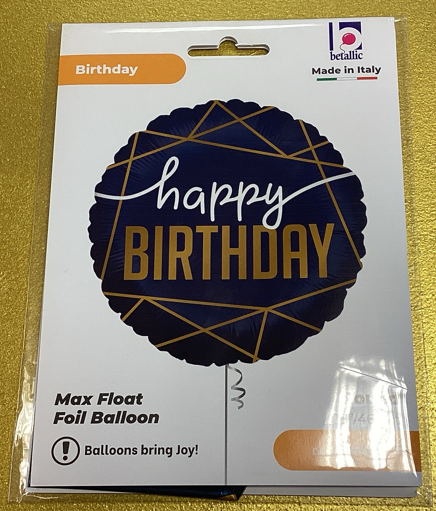 Navy blue and gold Happy birthday foil balloon