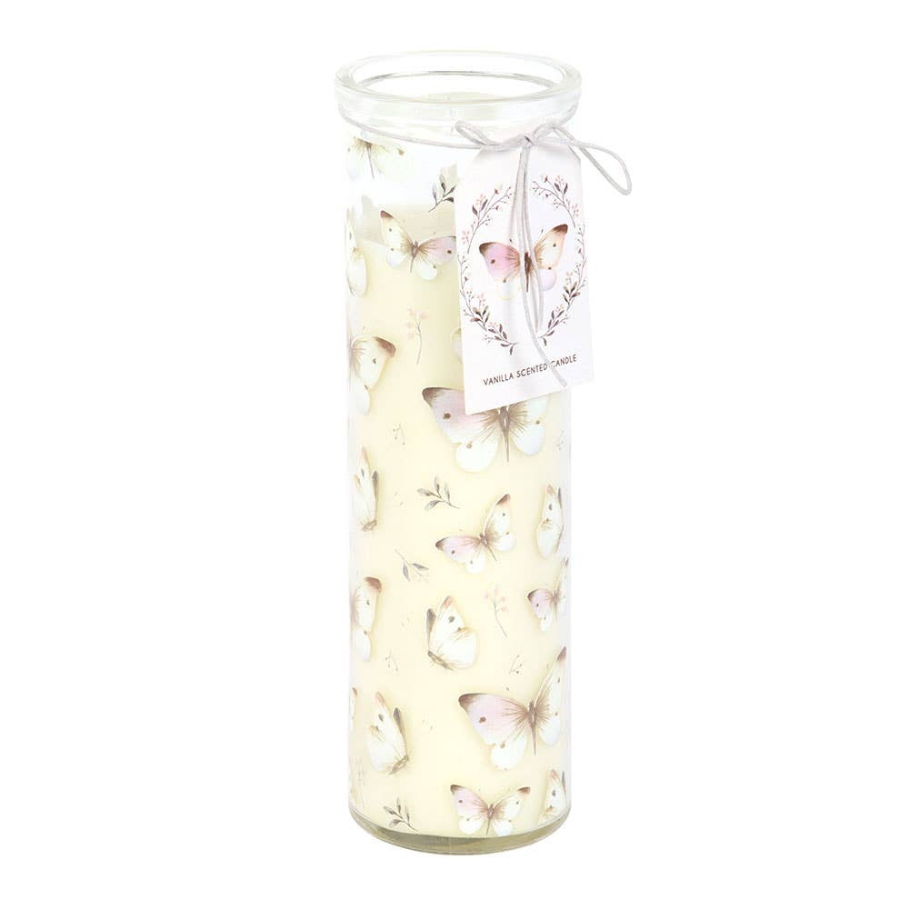 Vanilla Tube Candle White Butterfly Print