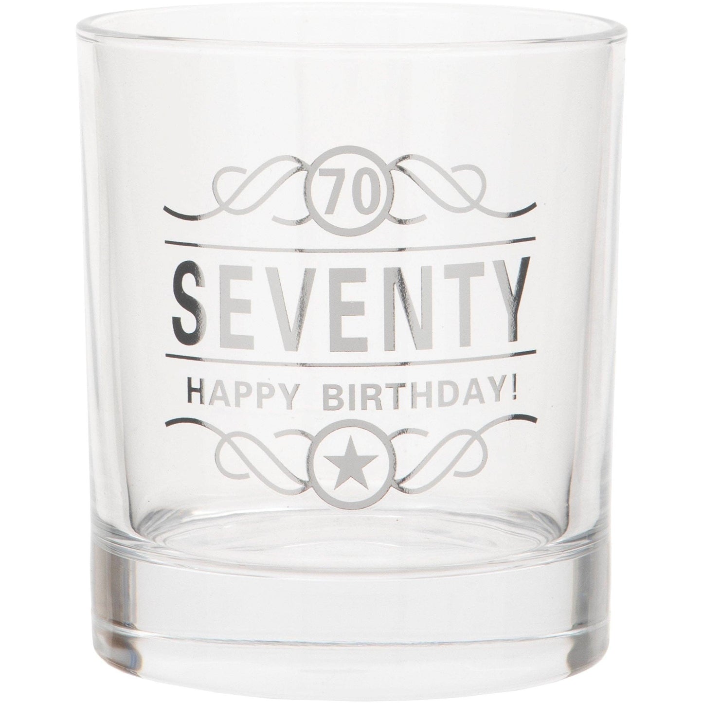 70th Birthday Spirit Glass, 350ml, Gift Boxed