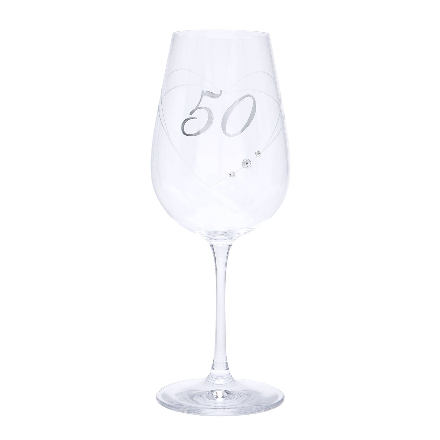 50th Birthday Etched Heart Wine Glass, 550ml Gift Boxed