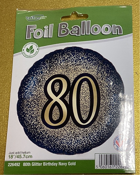 Number 80 foil balloon