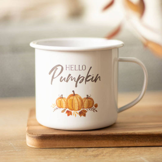 Hello Pumpkin Autumn Fall Enamel Mug