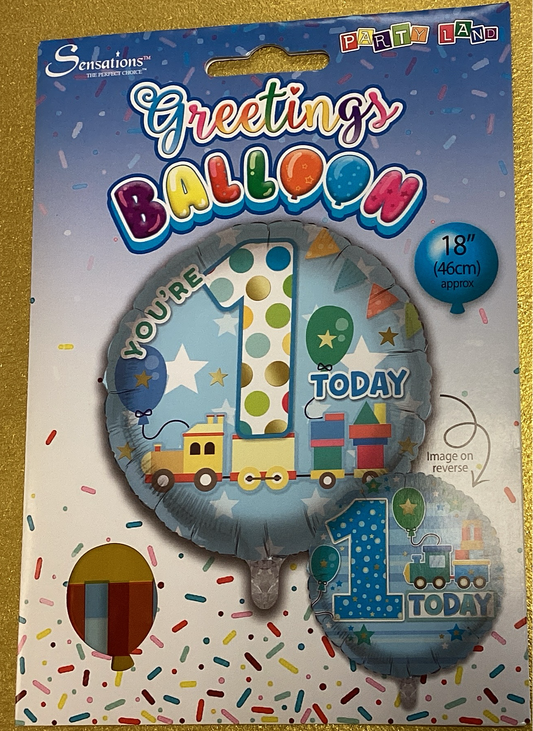 1st birthday foil balloon reverse image