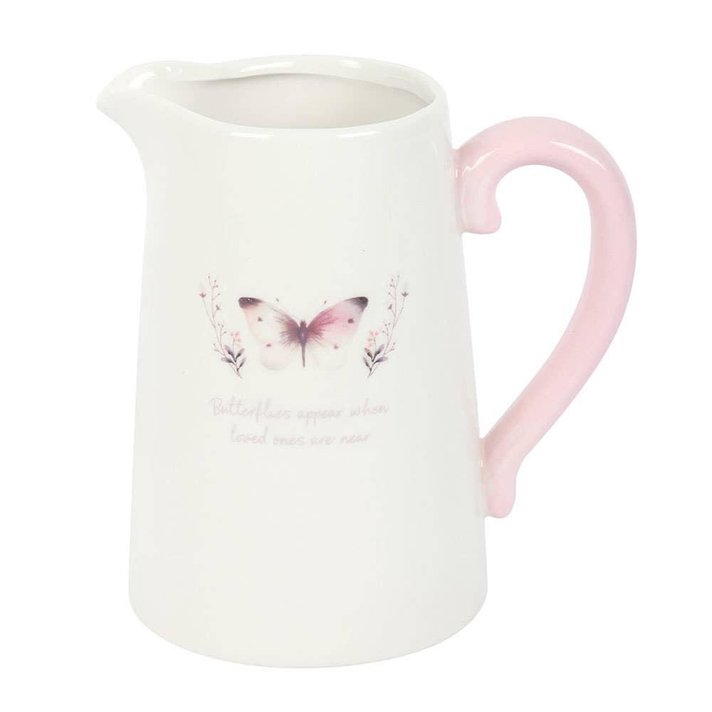 Ceramic Flower Jug White Butterfly