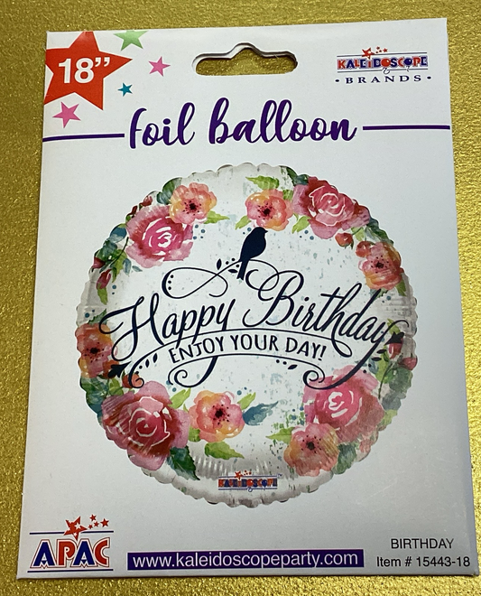 ‘Happy birthday, enjoy your day’ foil balloon