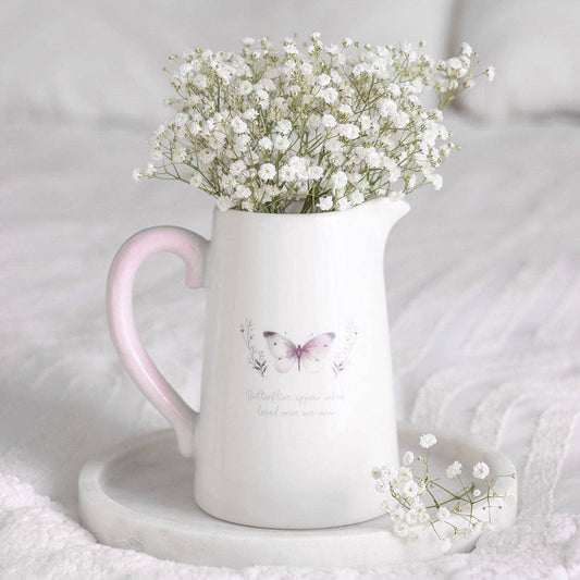 Ceramic Flower Jug White Butterfly