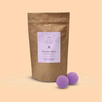 Persian Skies fig and pomegranate mini bath bomb pouch