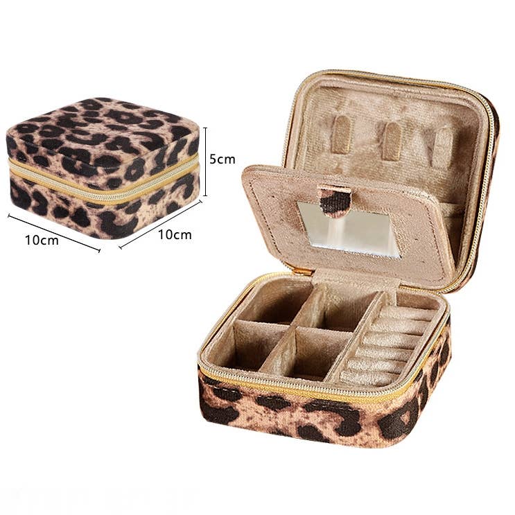 PUR070 Leopard print jewellery box in Brown