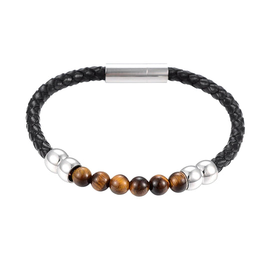 Men's Tigers Eye Leather Bracelet