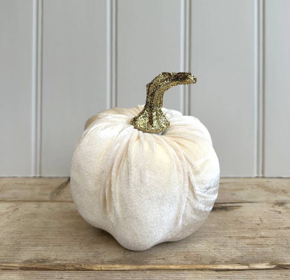 PU0353 - Small Fabric Pumpkin Decoration 11cm White