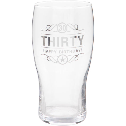 30th Birthday Beer Pint Glass, 570ml, Gift Boxed