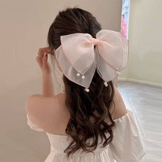 SS68 Pretty oversize Organza hair bow clip