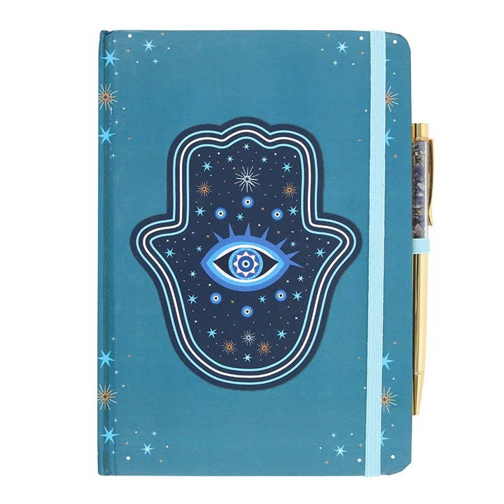 Notebook Hand of Hamsa A5 with Crystal Chip Pen