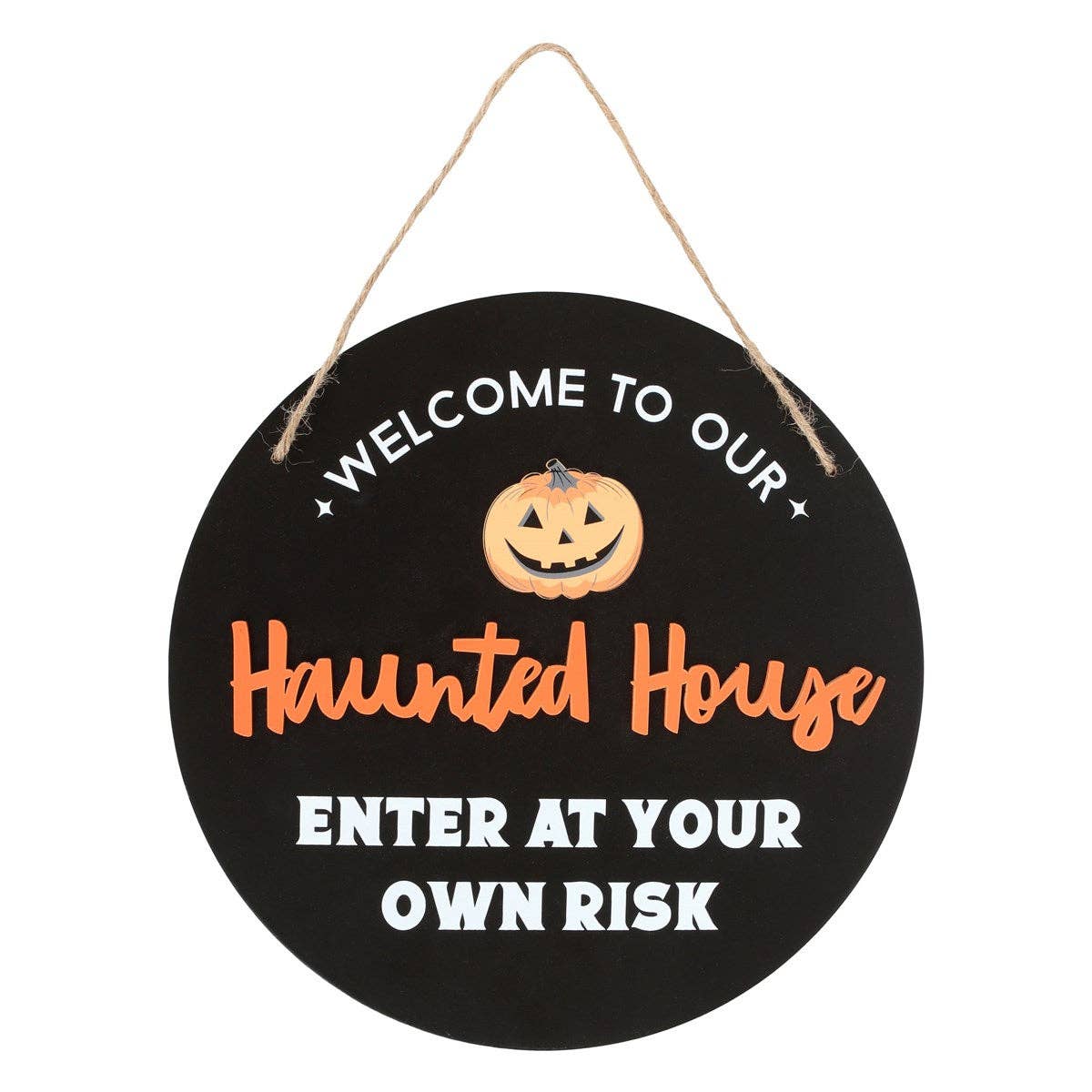 Round Haunted House Hanging Halloween Sign