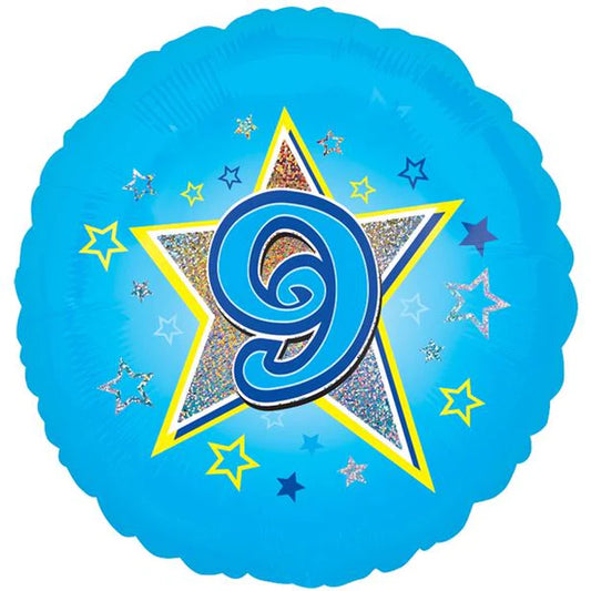 Age 9 blue foil balloon