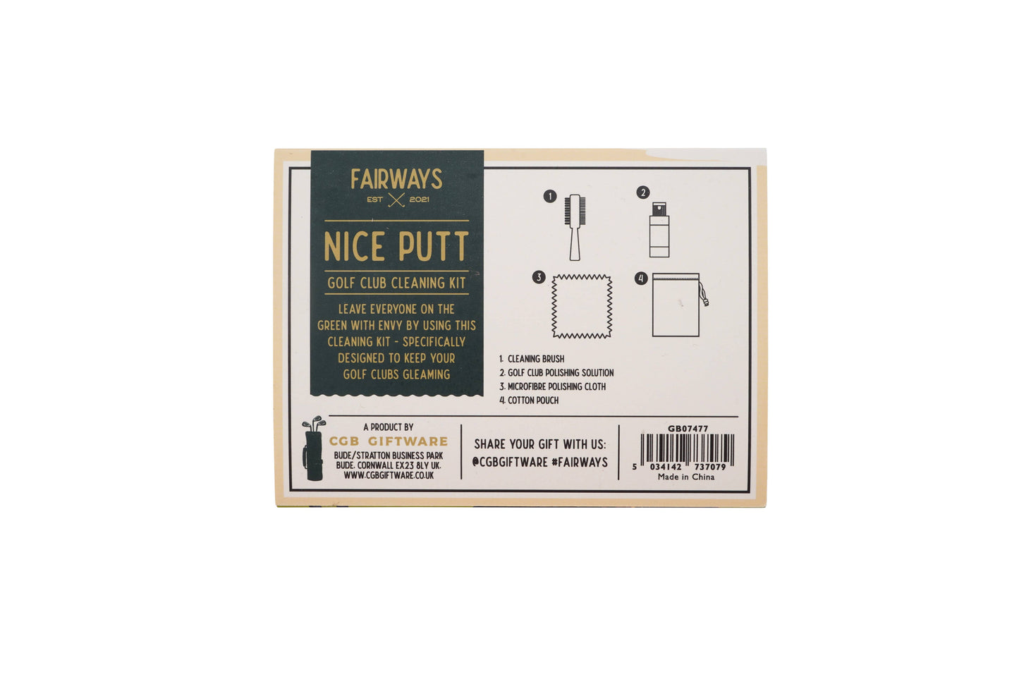 'Nice Putt' Golf Club Cleaning Kit in Gift Box Fairways